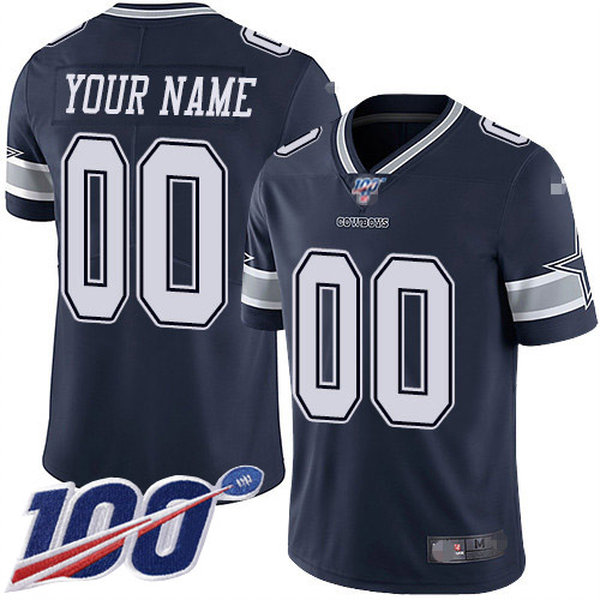Men's Dallas Cowboys ACTIVE PLAYER Custom 2019 Navy Blue 100th Season Vapor Untouchable Limited Stitched NFL Jersey